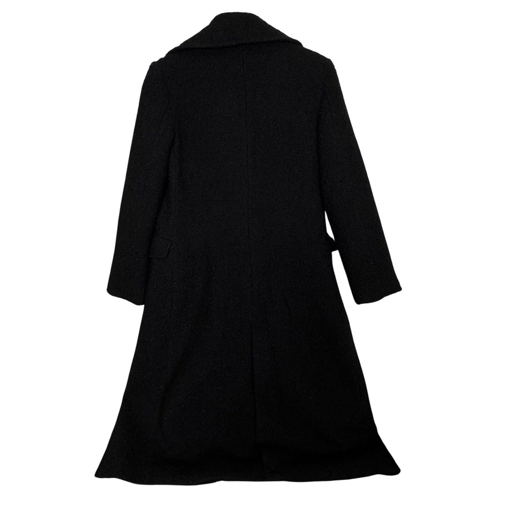 Maeve Black Double Breasted Tweed Coat Maxi Womens 8P Classic Dark Academia Chic - Picture 4 of 12